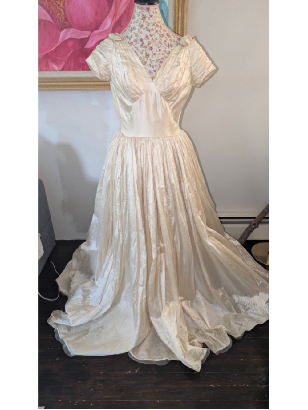 Vintage 1950 silk Unbranded wedding dress